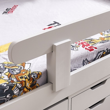 מיטת ילדים עם מגירות אחסון מעקה בטיחות ומזרן דגם BRAVO מבית BRADEX