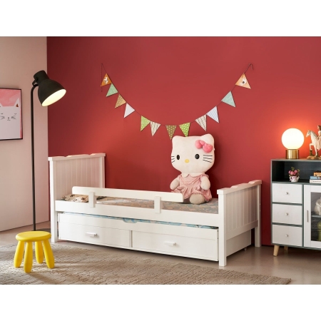 מיטת ילדים מעץ מלא עם מיטת חבר נשלפת ומגירות אחסון כולל מזרנים דגם SUNNY מבית BRADEX מיטת ילדים מעץ מלא עם מיטת חבר נשלפת ומגירות אחסון כולל מזרנים דגם SUNNY מבית BRADEX