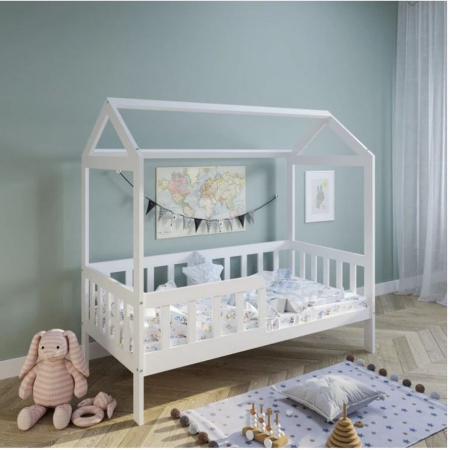 מיטת ילדים בצורת בית כוללת מזרנים מעקה בטיחות ומיטת חבר דגם TEDDY מבית BRADEX מיטת ילדים בצורת בית כוללת מזרנים מעקה בטיחות ומיטת חבר דגם TEDDY מבית BRADEX