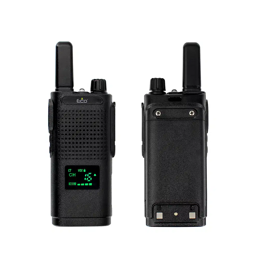 זוג מכשירי קשר בעלי צג ועמדת טעינה דגם ECO WPF-8
