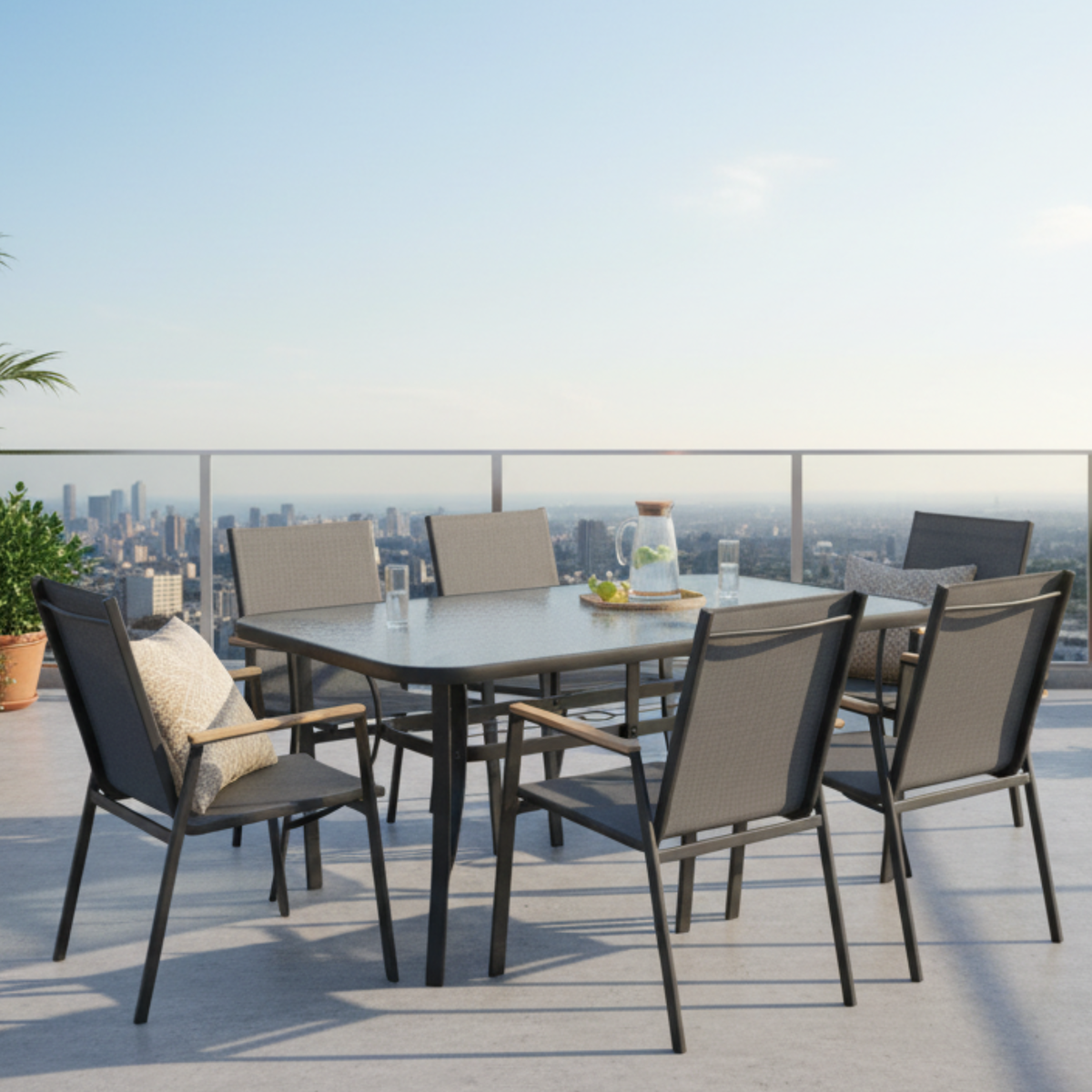 סט פינת אוכל שולחן ברצלונה+6 כיסאות דגם לימה מבית PLAYA