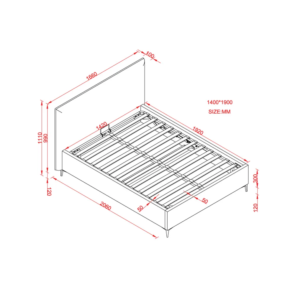מיטה זוגית מרופדת עם ארגז מצעים דגם גלורי מבית HOME DECOR