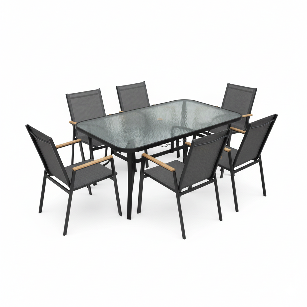 סט פינת אוכל שולחן ברצלונה+6 כיסאות דגם לימה מבית PLAYA