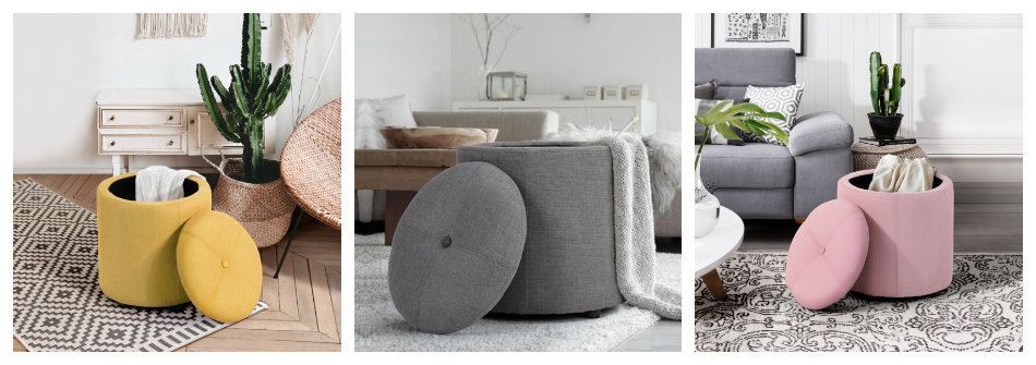 הדום אחסון עגול ומרופד WHAKAMARU מבית HOMAX בשלושה צבעים