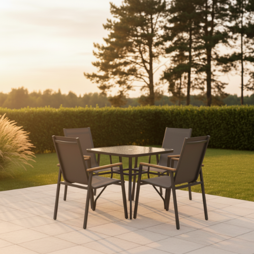 סט פינת אוכל שולחן ולנסיה זכוכית מחוספסת +4 כיסאות דגם לימה מבית PLAYA