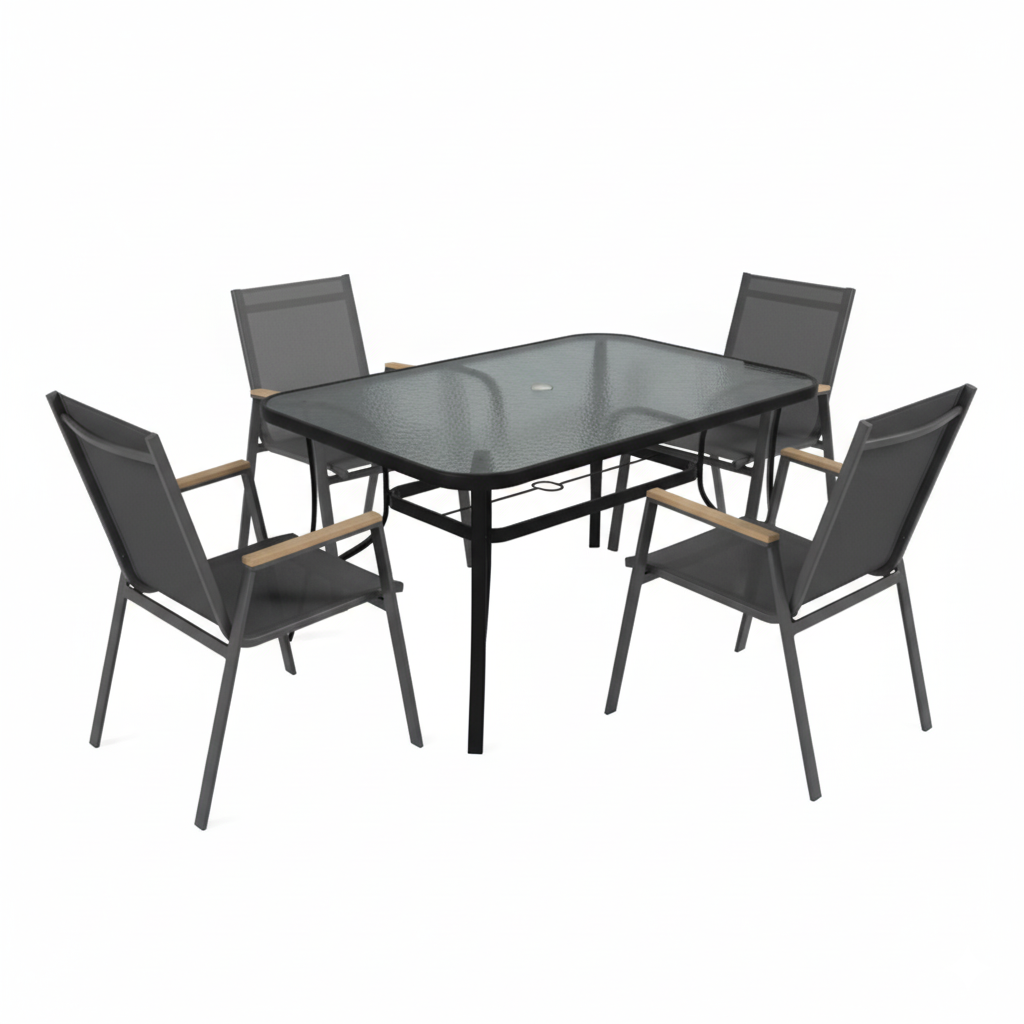 סט פינת אוכל ברצלונה עם 4 כיסאות לימה מבית PLAYA