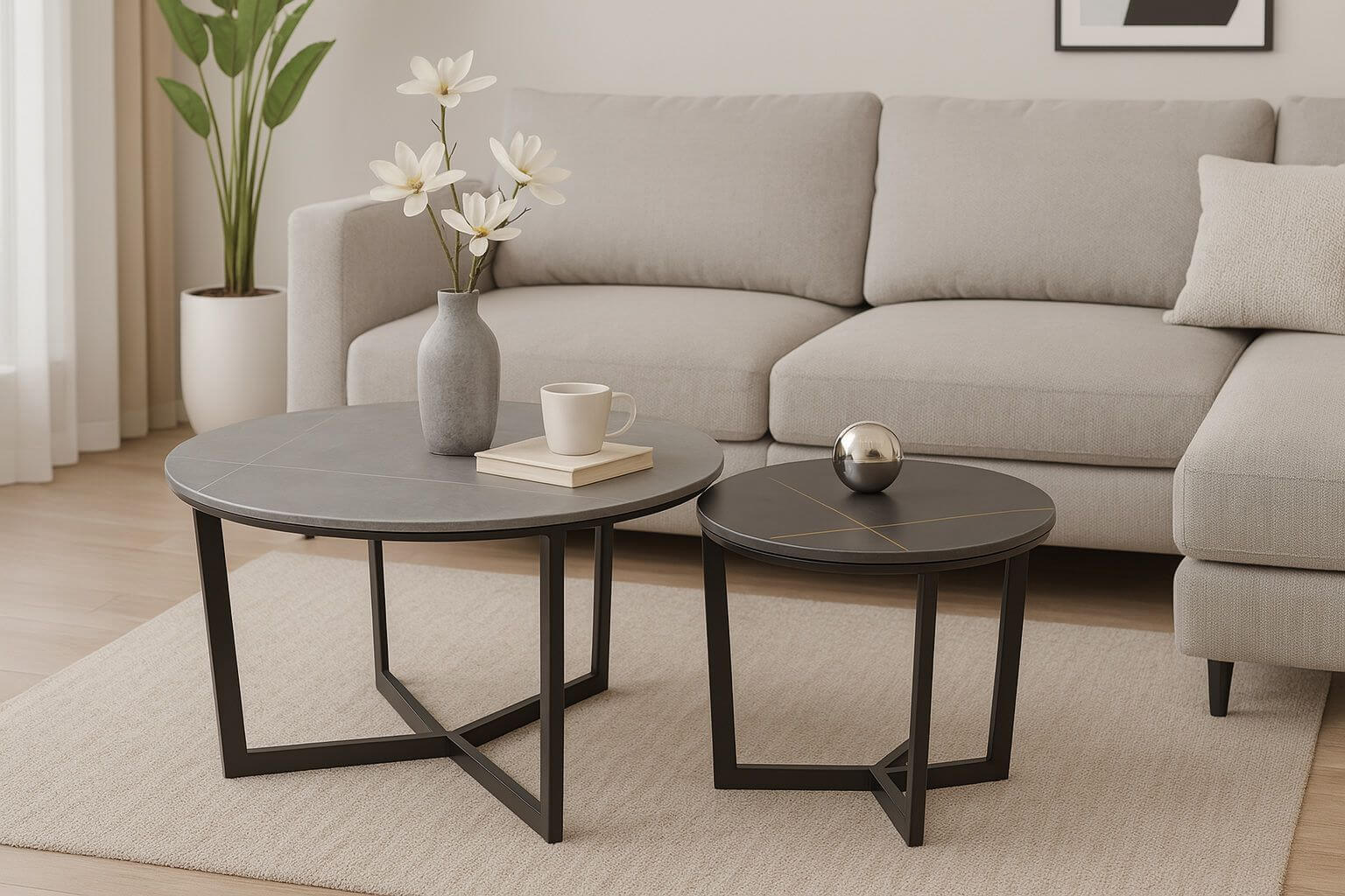 זוג שולחנות סלון עגולים קרמיקה דגם ורונה VERONA מבית טודו דיזיין זוג שולחנות סלון עגולים קרמיקה דגם ורונה VERONA מבית טודו דיזיין