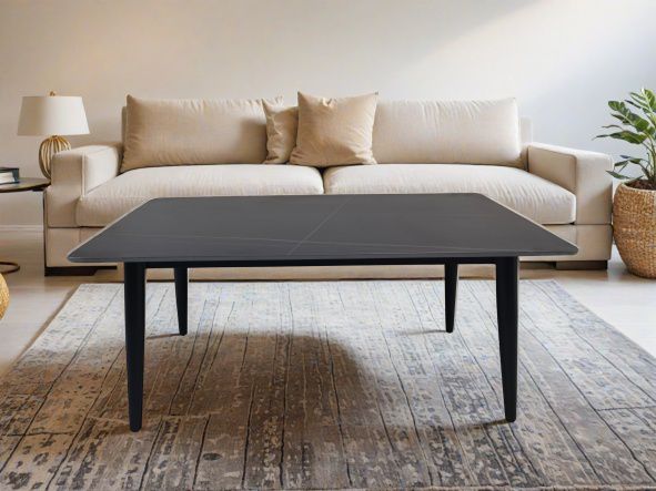 שולחן סלון עם משטח קרמיקה 100/60 ס"מ בגוון שיש שחור דגם מרידיאן Meridian מבית TUDO DESIGN