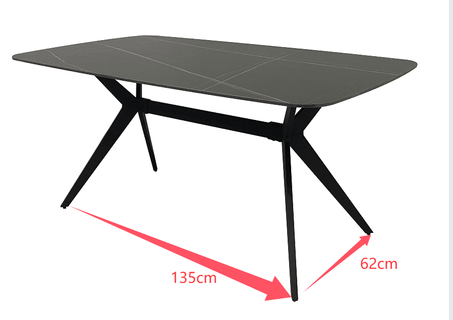 שולחן אוכל פלטה מקרמיקה 140/80 ס"מ גוון שיש שחור דגם טוסקנה Toscana מבית טודו דיזיין