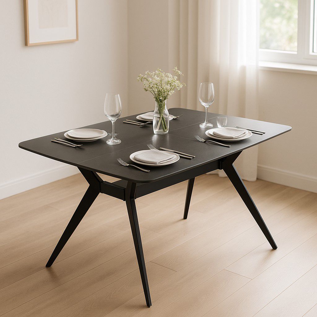 שולחן אוכל פלטה מקרמיקה 140/80 ס"מ גוון שיש שחור דגם טוסקנה Toscana מבית טודו דיזיין