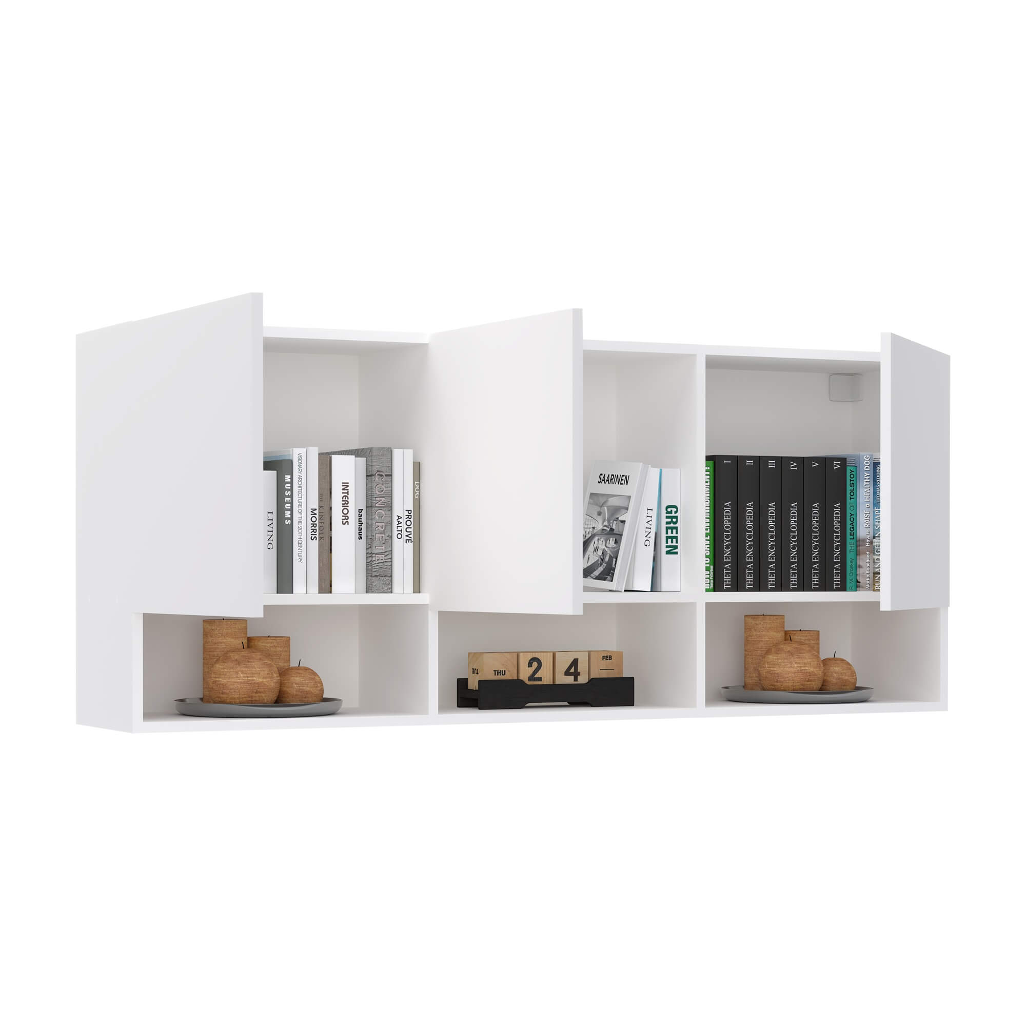 ארון שירות עליון 3 דלתות ומדף פתוח ברוחב 144 ס"מ דגם אורביט מבית TUDO DESIGN