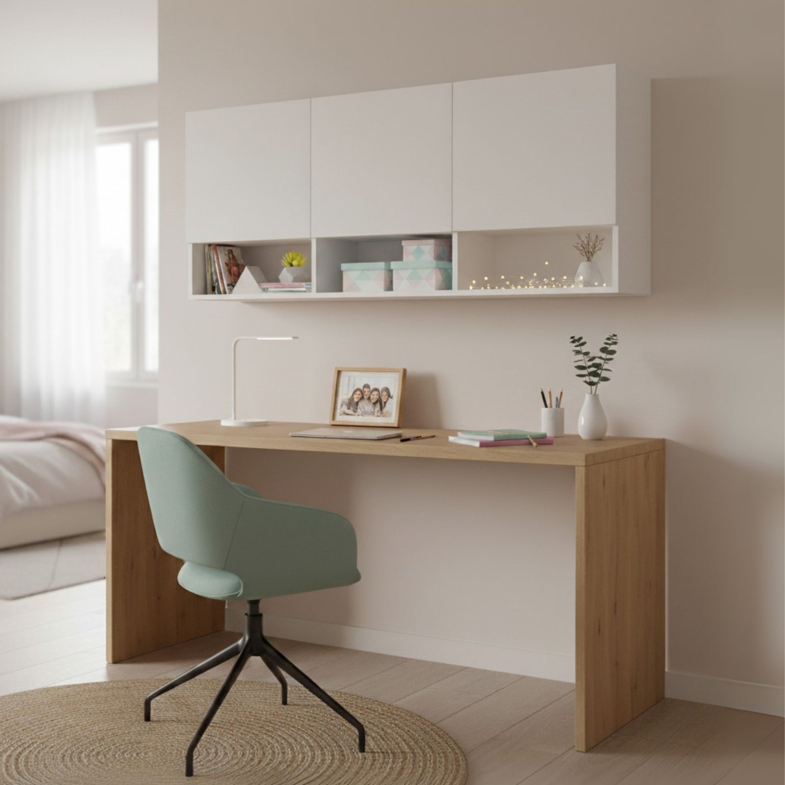 ארון שירות עליון 3 דלתות ומדף פתוח ברוחב 144 ס"מ דגם אורביט מבית TUDO DESIGN