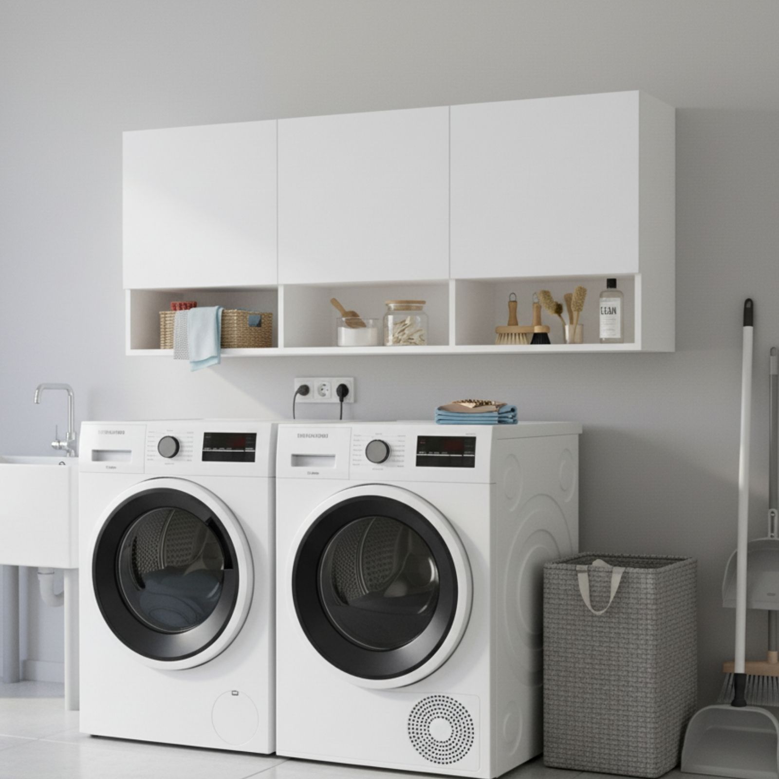 ארון שירות עליון 3 דלתות ומדף פתוח ברוחב 144 ס"מ דגם אורביט מבית TUDO DESIGN