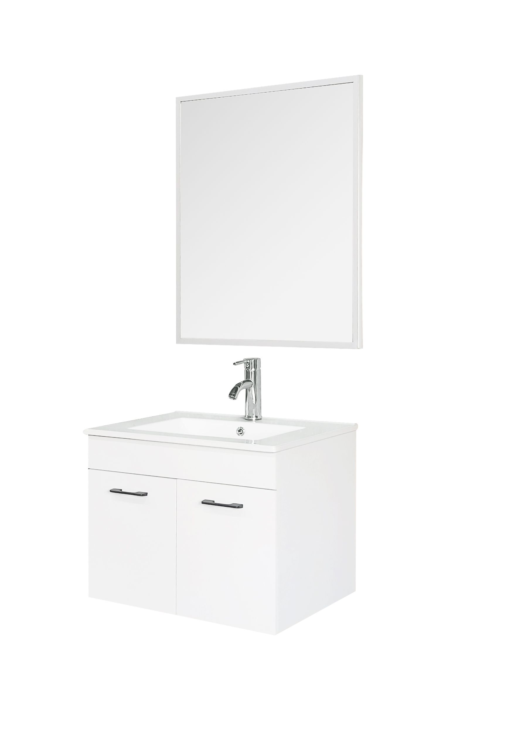 ארון אמבטיה תלוי ברוחב 60 ס"מ כולל כיור חרס ומראה מבית טודו דיזיין דגם יסמין