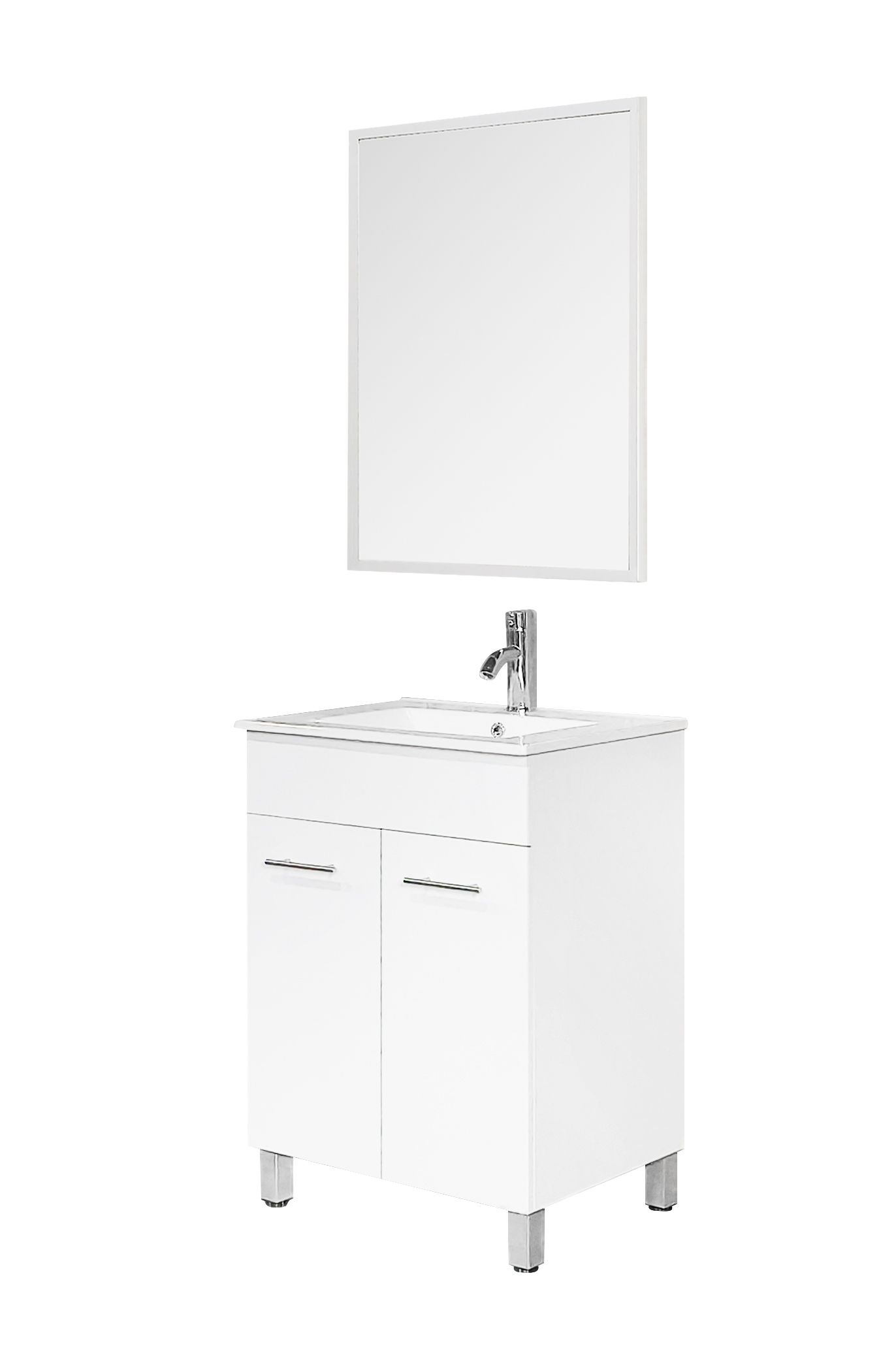 ארון אמבטיה עומד 60 ס"מ עם כיור חרס ומראה דגם לוטוס Lotus מבית טודו דיזיין