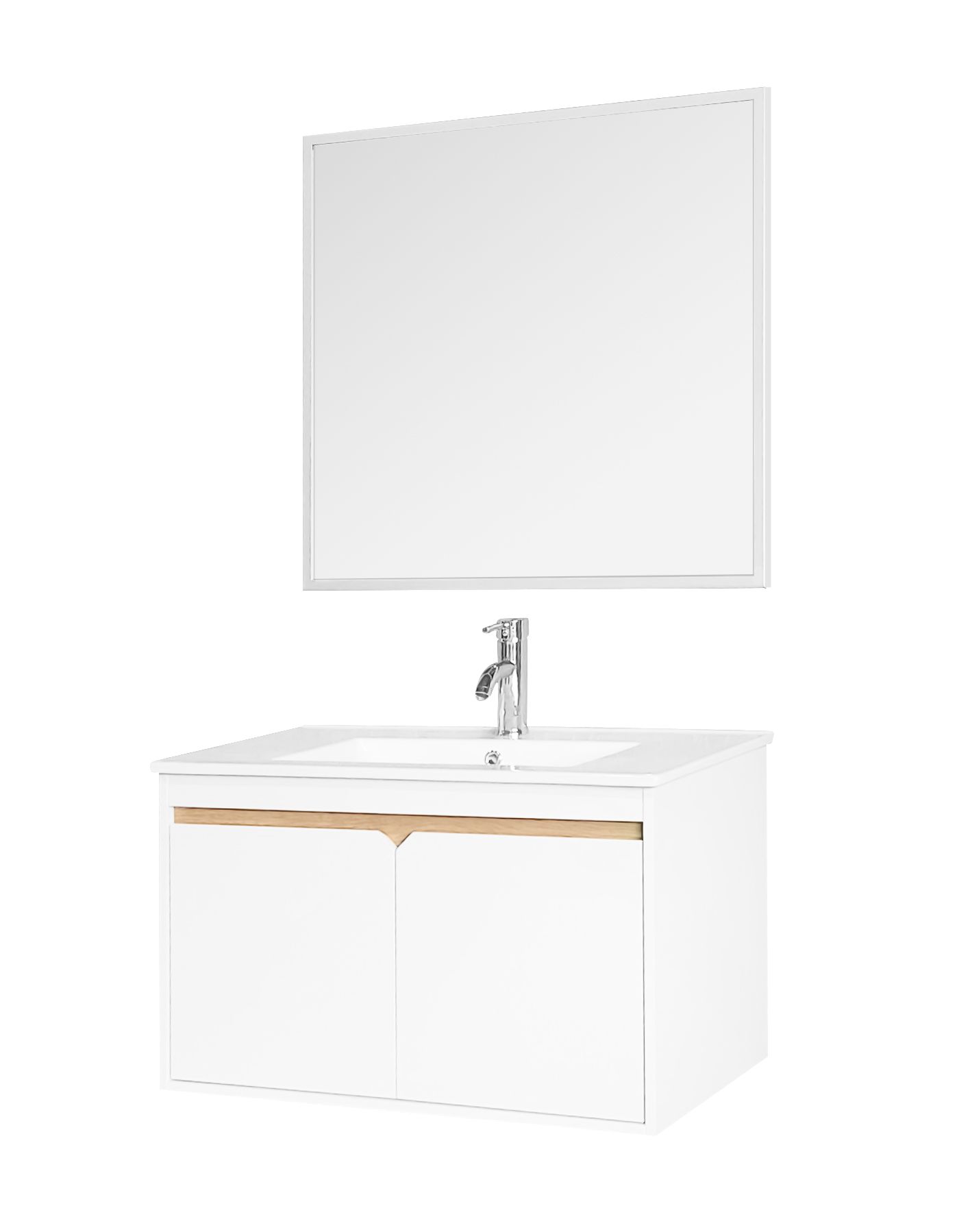 ארון אמבטיה תלוי ברוחב 80 ס"מ עם כיור חרס ומראה דגם מגנוליה מבית טודו דיזיין