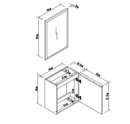 ארונית שירותים צפה 45 ס"מ כולל כיור ומראה דגם כלנית מבית טודו דיזיין