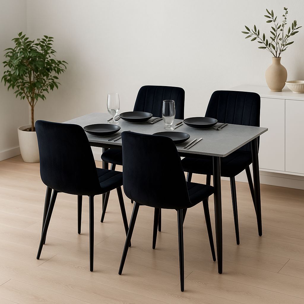 פינת אוכל קרמיקה אפורה ו-4 כיסאות דגם אוסלו-ריביירה מבית טודו דיזיין פינת אוכל קרמיקה אפורה ו-4 כיסאות דגם אוסלו-ריביירה מבית טודו דיזיין