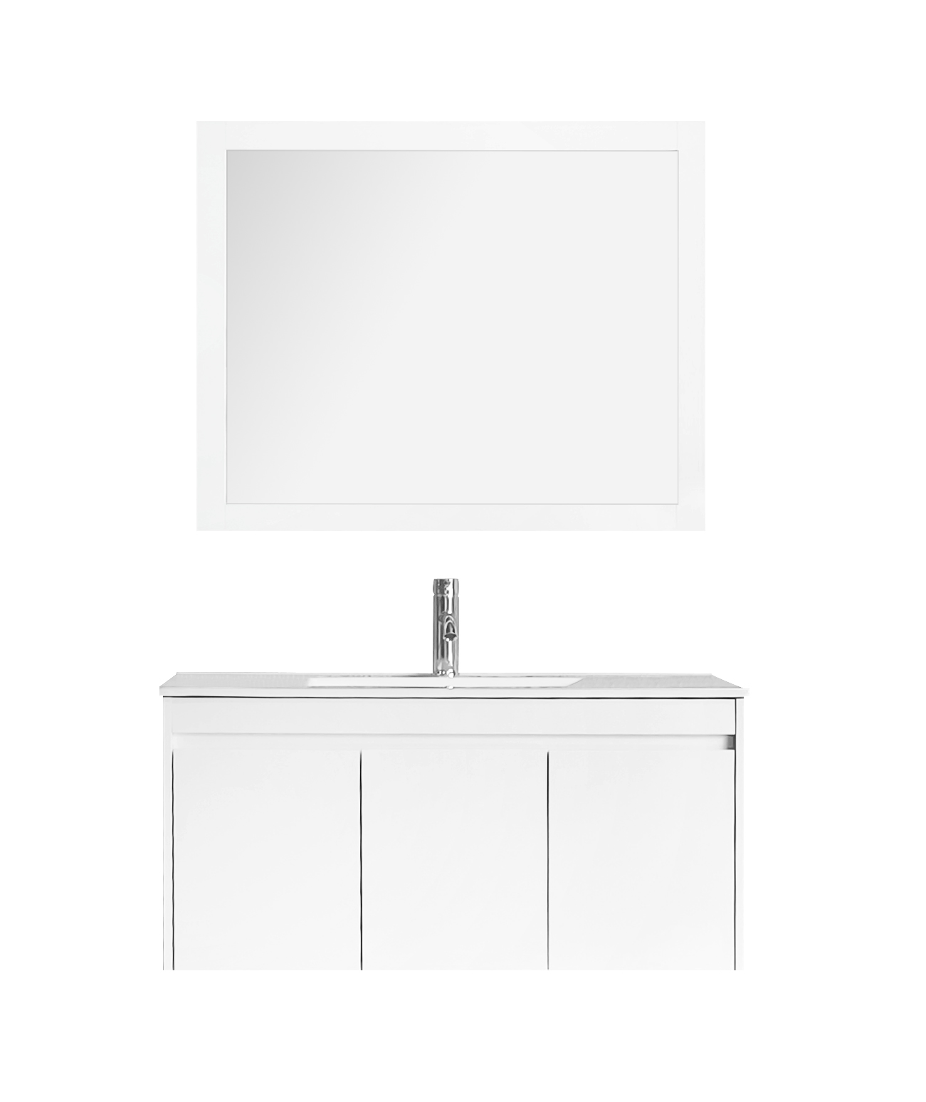 ארון אמבטיה תלוי 100 ס"מ כולל מראה וכיור דגם טוליפ מבית טודו דיזיין