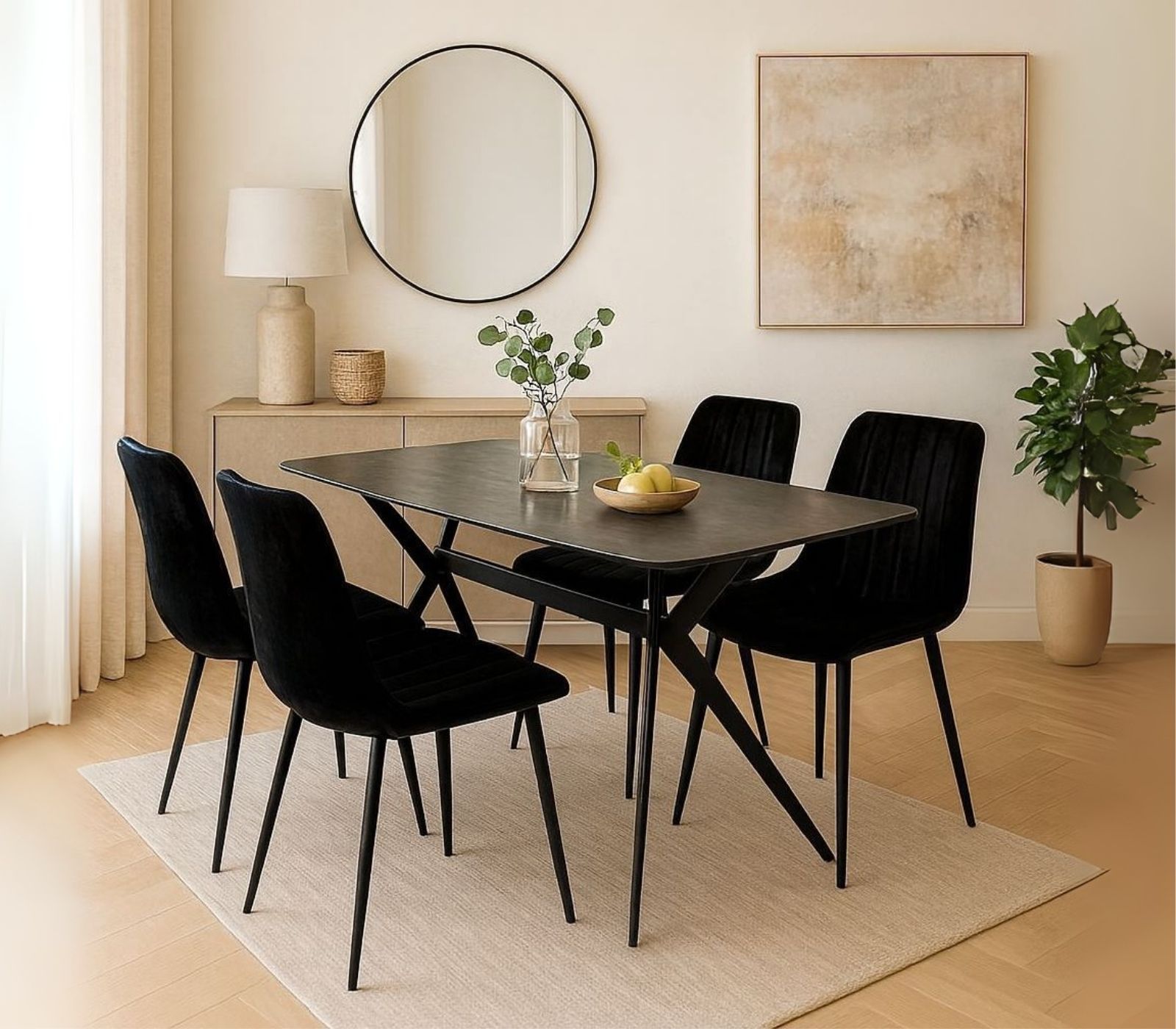 פינת אוכל קרמיקה 140/80 ס"מ ו-4 כיסאות דגם טוסקנה-ריביירה מבית טודו דיזיין