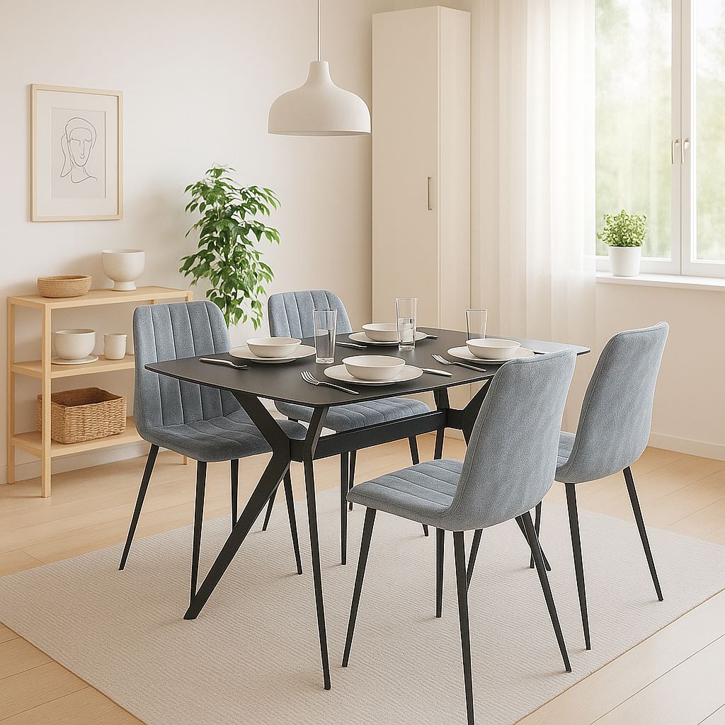 פינת אוכל קרמיקה 140/80 ס"מ ו-4 כיסאות דגם טוסקנה-ריביירה מבית טודו דיזיין