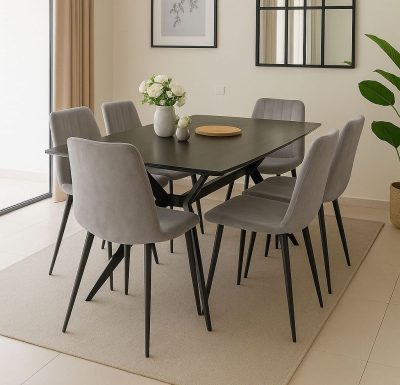 פינת אוכל קרמיקה 140×80 עם 6 כיסאות דגם טוסקנה–ריביירה – טודו דיזיין