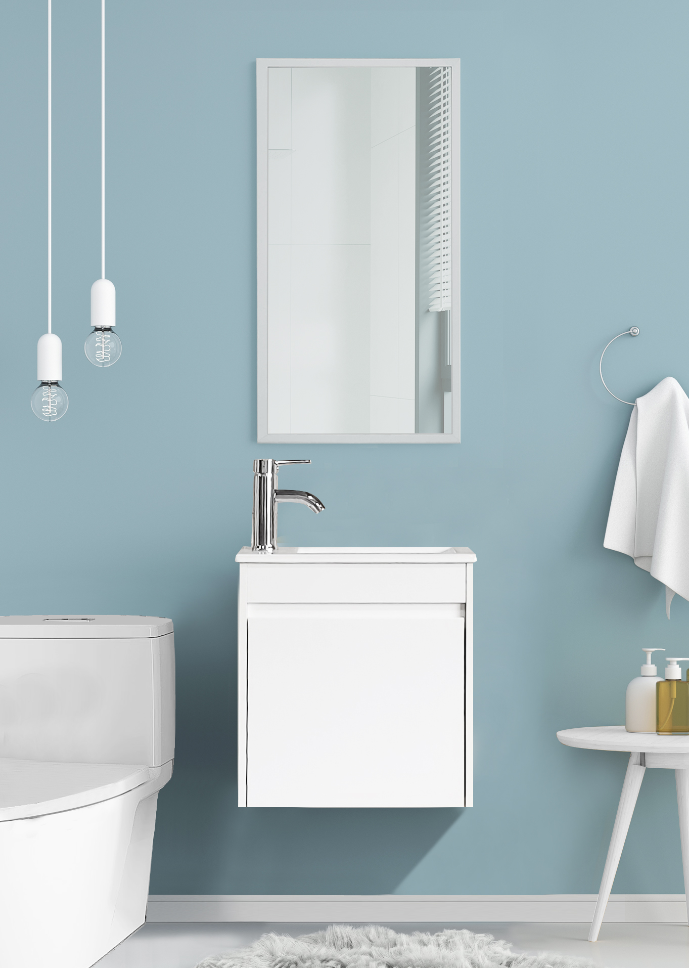 ארונית שירותים צפה 45 ס"מ כולל כיור ומראה דגם סחלב מבית טודו דיזיין