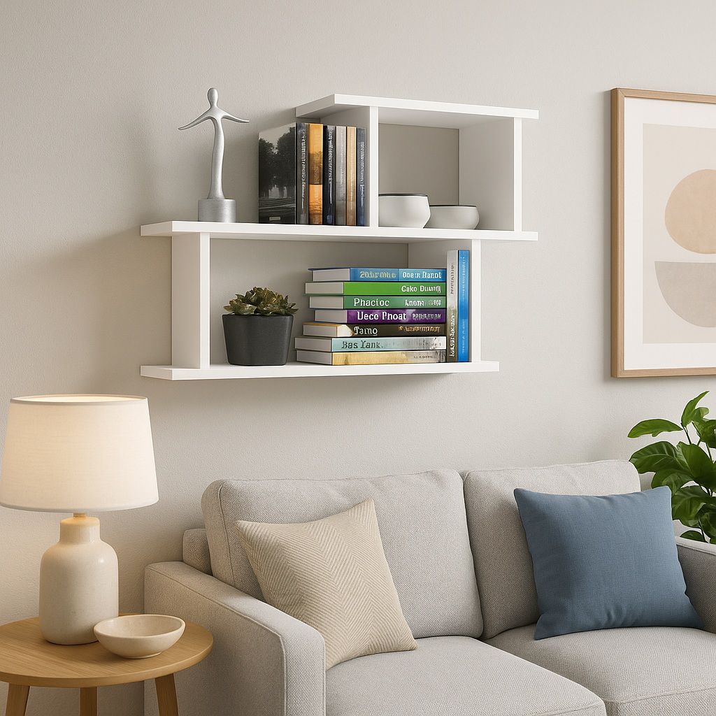 מדף מעוצב ברוחב 100 ס"מ בצבע לבן דגם רימון RIMON מבית TUDO DESIGN