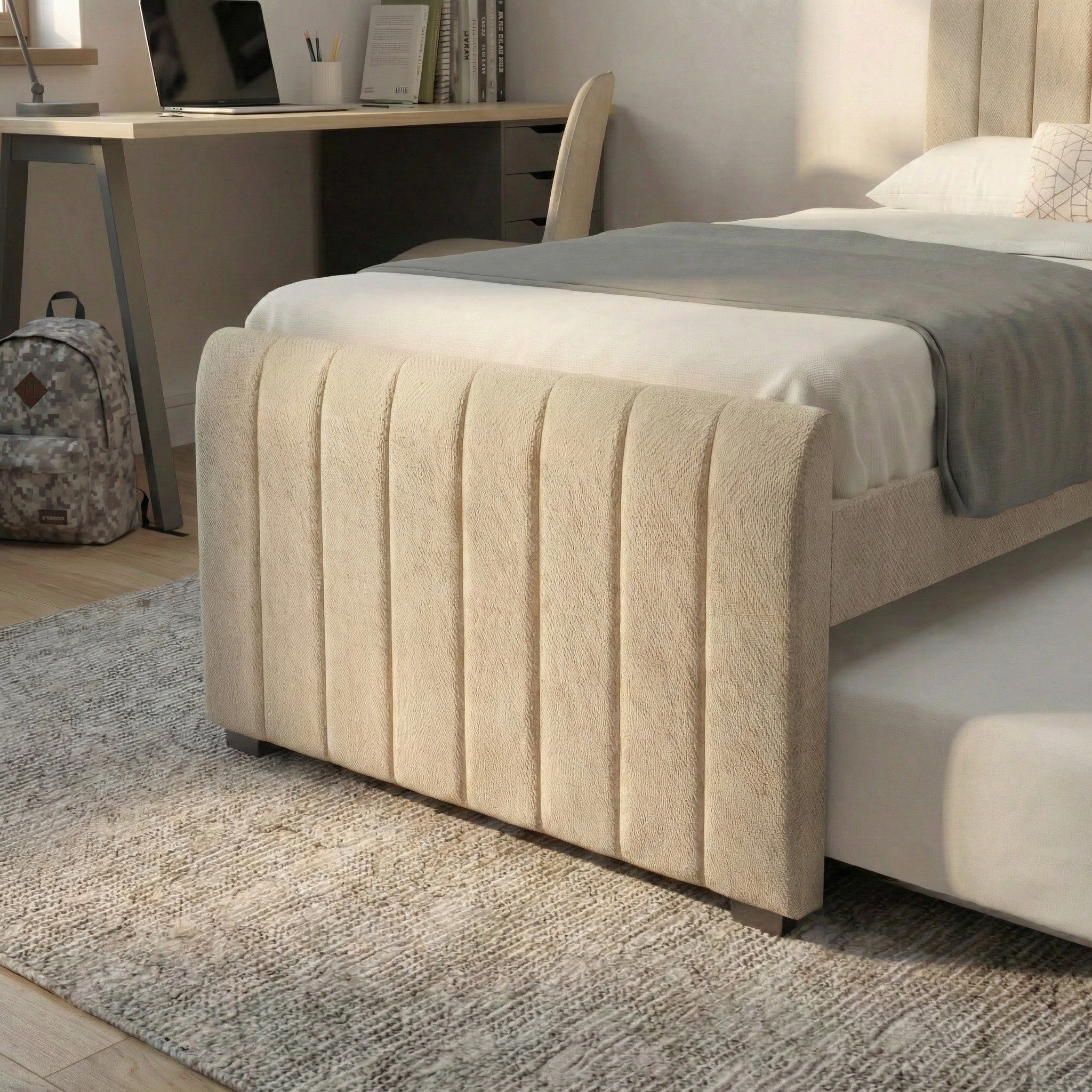 מיטת יחיד 90×190 מרופדת בד רחיץ עם מיטת חבר דגם סנדי מבית HOME DECOR