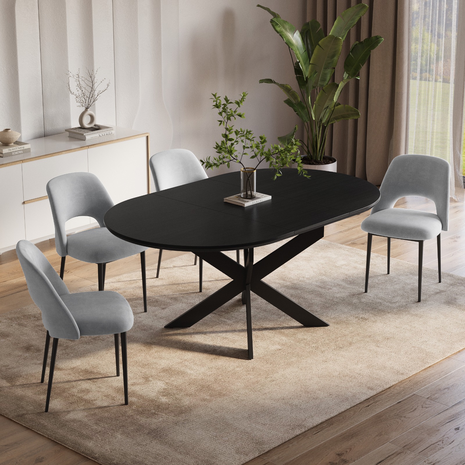 פינת אוכל עגולה עם 4 כסאות דגם בראון מבית DORI פינת אוכל עגולה עם 4 כסאות דגם בראון מבית DORI