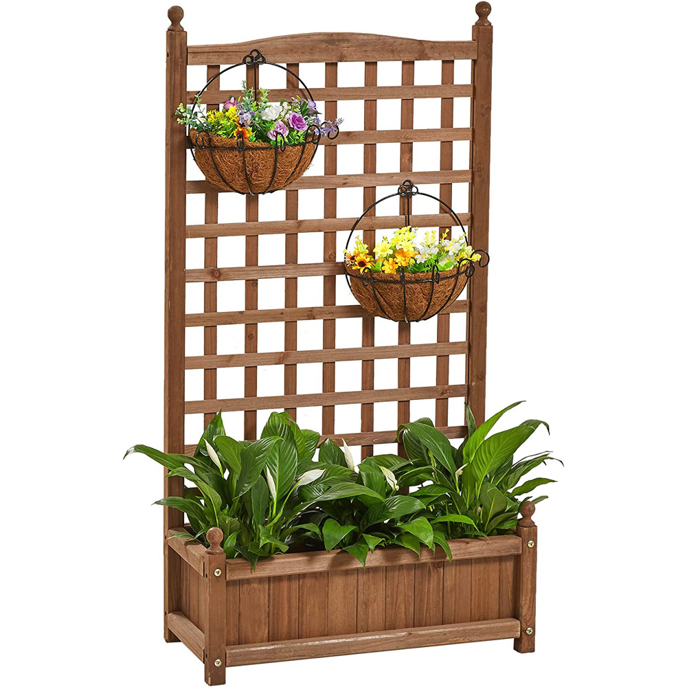 מעמד מעץ לאדנית עם רשת לטיפוס צמחים דגם 1007 מבית טיפות טבע