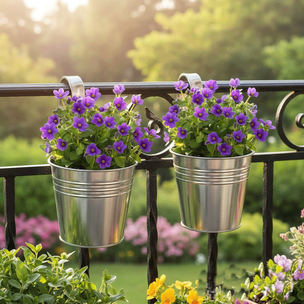 סט 2 מחזיקי עציץ לתלייה על מעקה דגם 159021310 מבית טיפות טבע