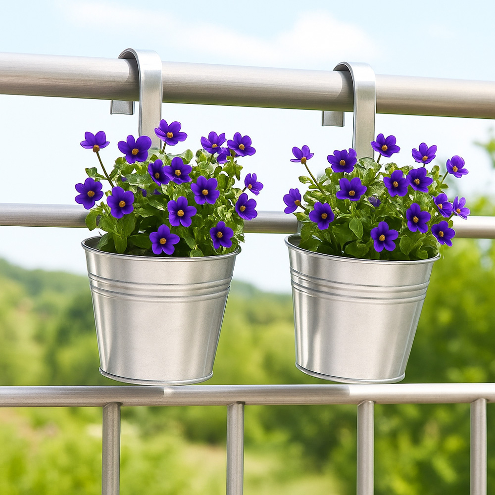 סט 2 מחזיקי עציץ לתלייה על מעקה דגם 159021310 מבית טיפות טבע