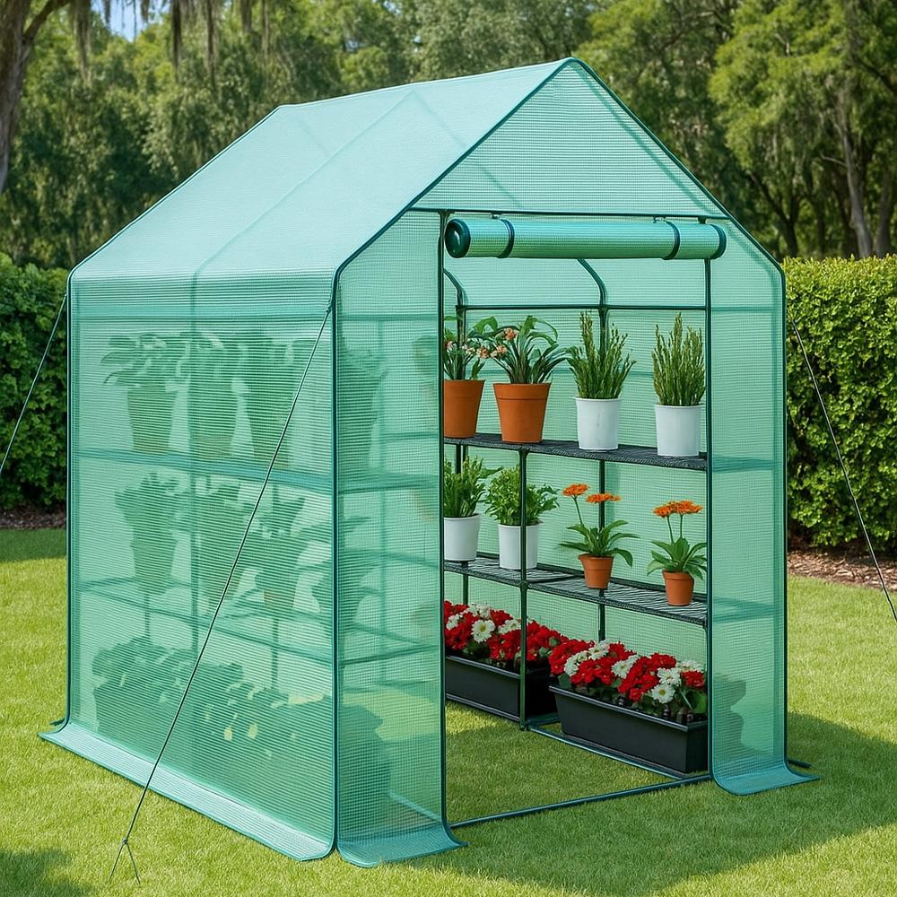 חממה ביתית 143×143 עם מדפים וכיסוי דגם 1602