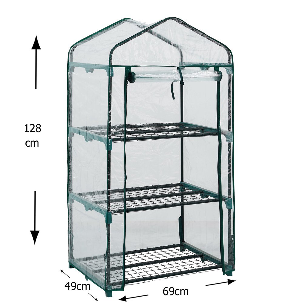 חממה ביתית עומדת 69×128 עם מדפים וכיסוי דגם 1602V מבית טיפות טבע