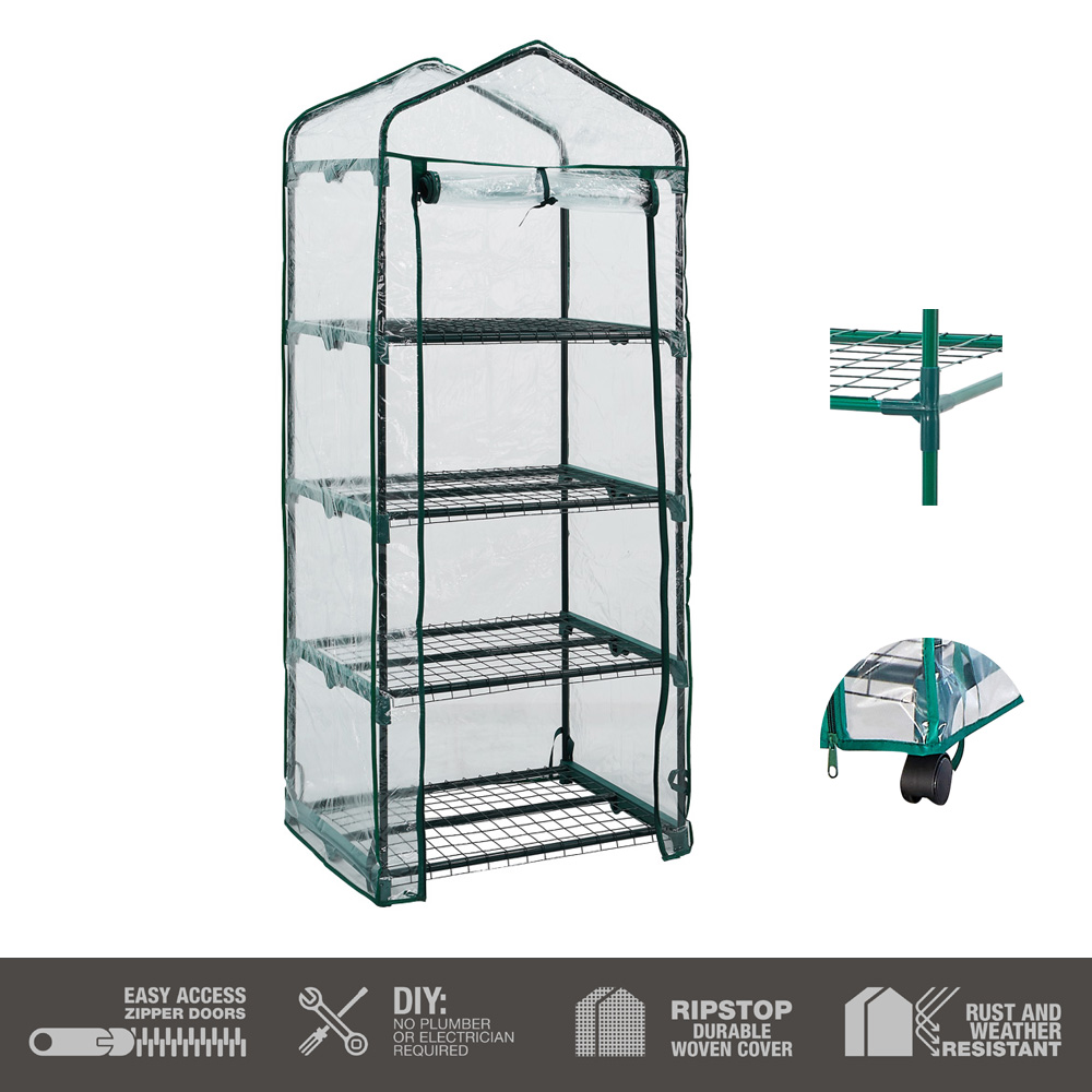 חממה ביתית עומדת 69×160 עם מדפים וגלגלים דגם 1603 מבית טיפות טבע