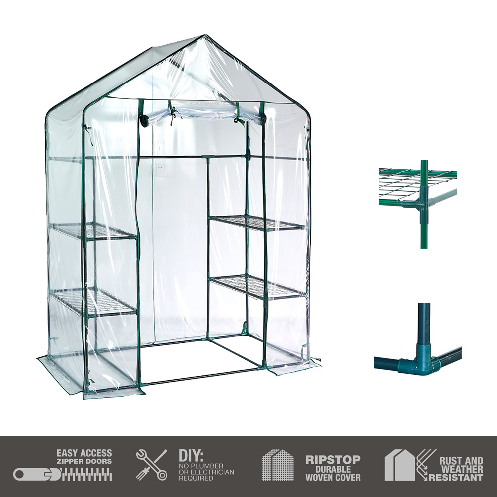 חממה ביתית 143×73 עם מדפים וכיסוי שקוף דגם 1607 מבית טיפות טבע