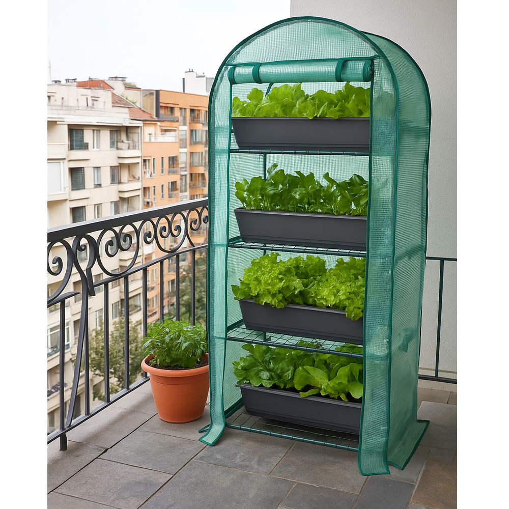 חממה ביתית עומדת 80×160 עם מדפים דגם 1612 מבית טיפות טבע