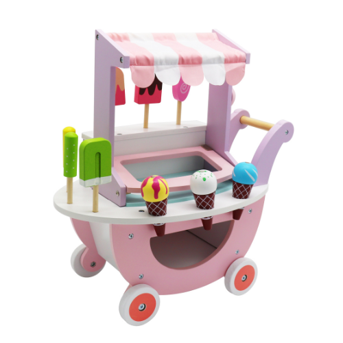 עגלת גלידה ורודה מעץ דגם W10A095 מבית BUBU