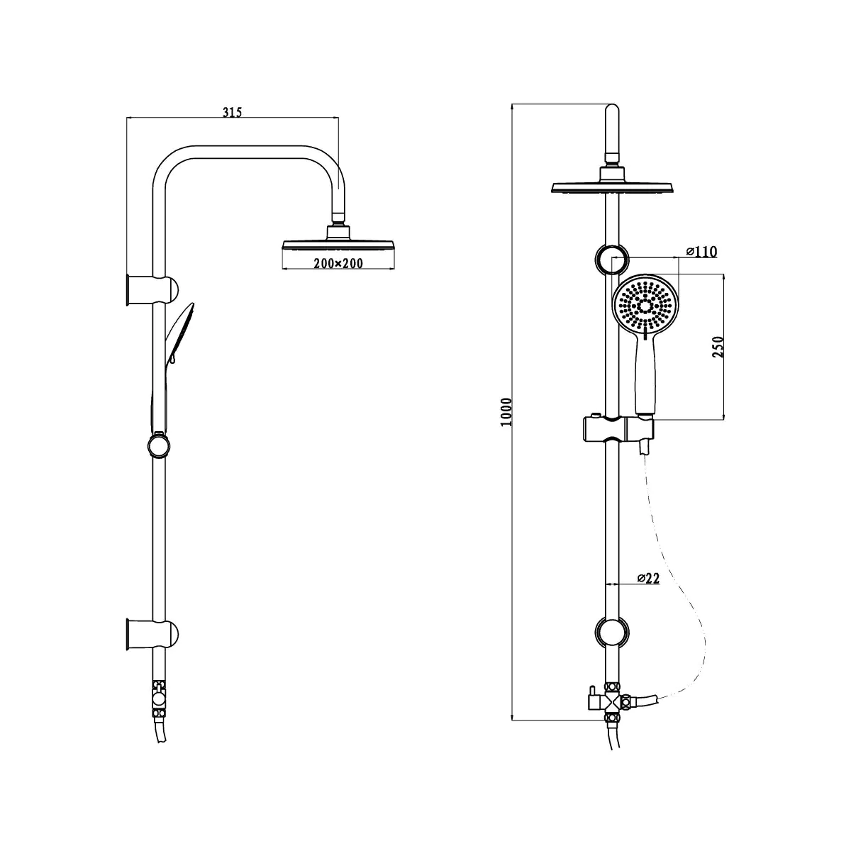 מוט פינוק קבוע וידני נילי בצבע שחור מבית River