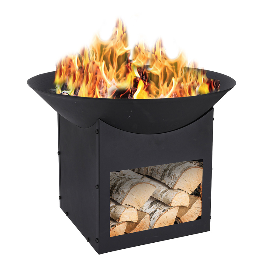 קערת מדורה 57 ס״מ עם מעמד אחסון ממתכת דגם 8000100 טיפות טבע