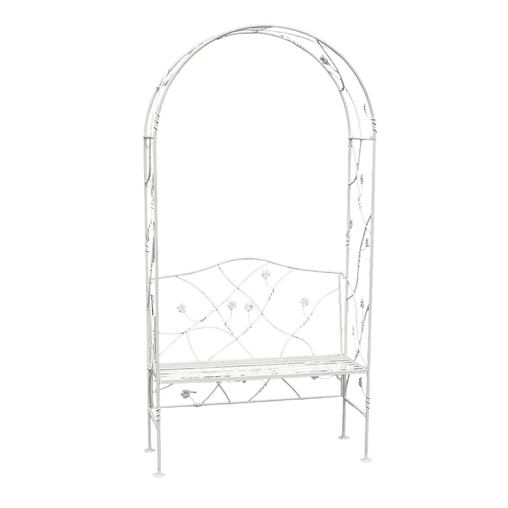 ספסל גינה מברזל עם ריפוד וקשת לצמחים דגם 8579 מבית טיפות טבע