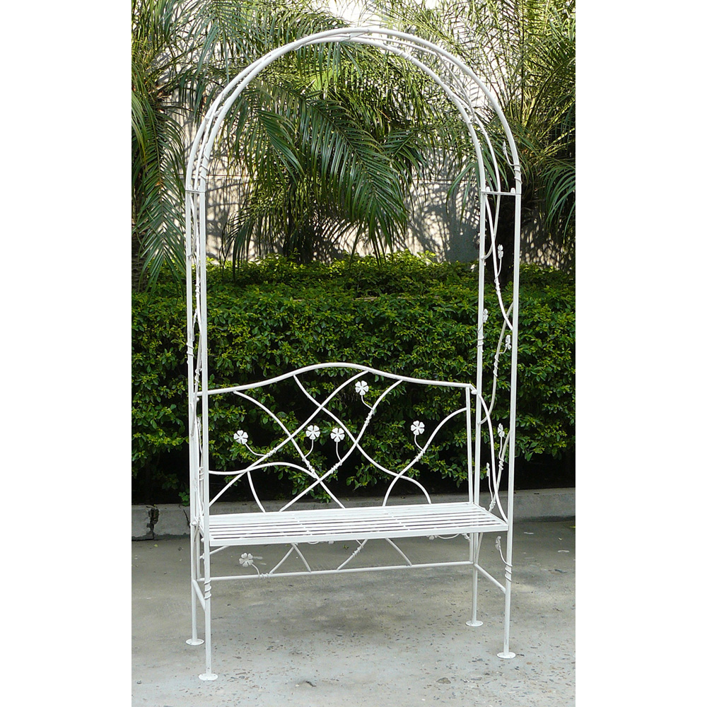 ספסל גינה מברזל עם ריפוד וקשת לצמחים דגם 8579 מבית טיפות טבע