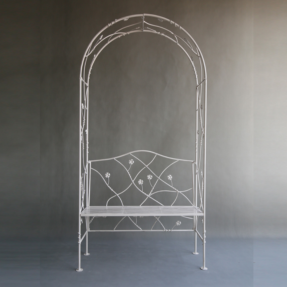 ספסל גינה מברזל עם ריפוד וקשת לצמחים דגם 8579 מבית טיפות טבע