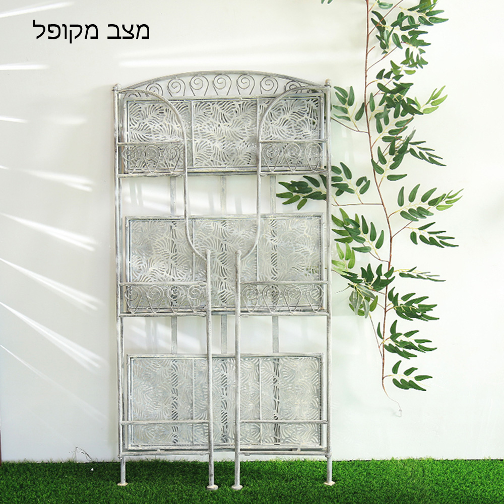 יחידת מדפים 3 קומות מברזל בעיצוב וינטאג' דגם 9004 מבית טיפות טבע