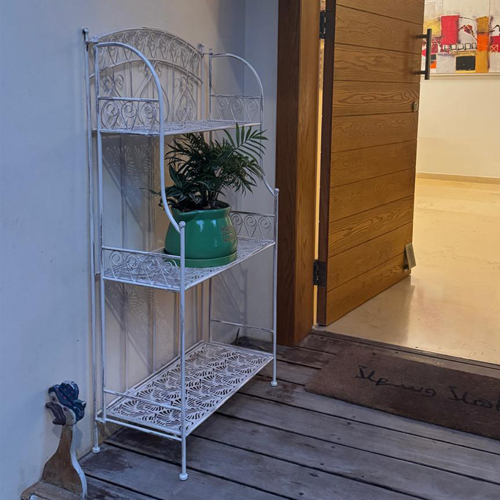 יחידת מדפים 3 קומות מברזל בעיצוב וינטאג' דגם 9004 מבית טיפות טבע