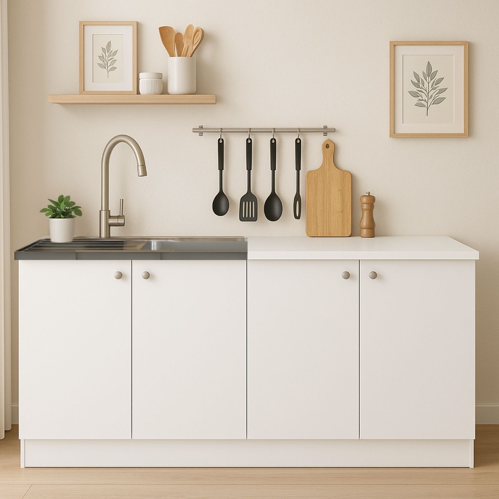 ארון מטבח מודרני עם כיור נירוסטה דגם סיגלית מבית TUDO DESIGN