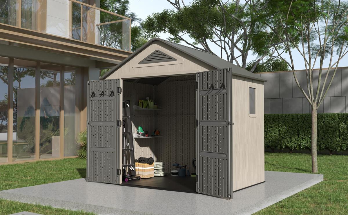 מחסן פלסטיק דגם PLATO A יוקרתי כולל רצפה חזקה מבית Garden Top