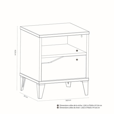 שידת לילה עם מגירה ומדף דגם GENIUS מבית BRADEX שידת לילה עם מגירה ומדף דגם GENIUS מבית BRADEX