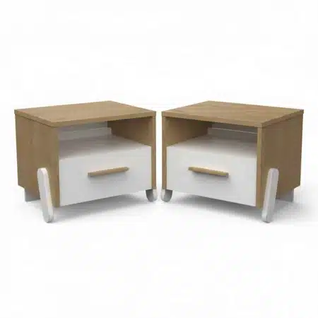 זוג שידות לילה עם מגירה ותא אחסון דגם NAILI מבית BRADEX